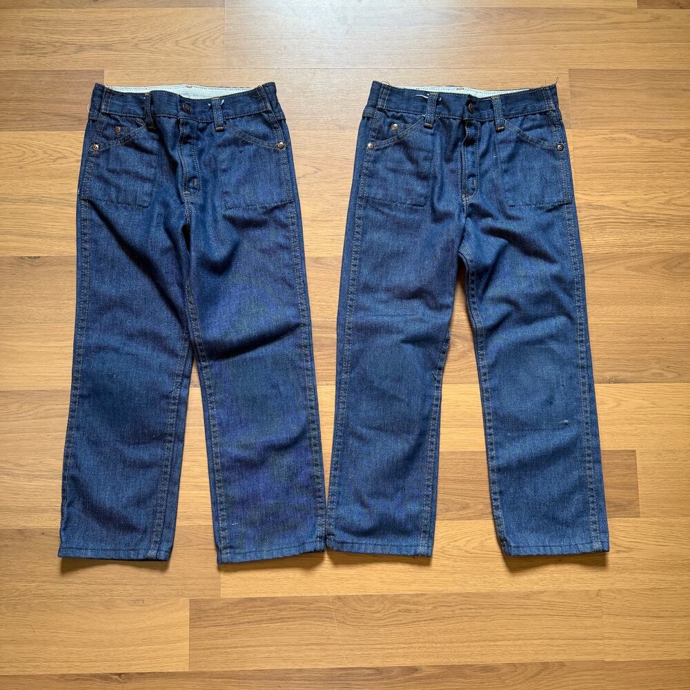 Lot of 2 Youth Kids Vintage 80's Sears Dark Blue Denim Jeans Sz 7 (23 x 19 in)